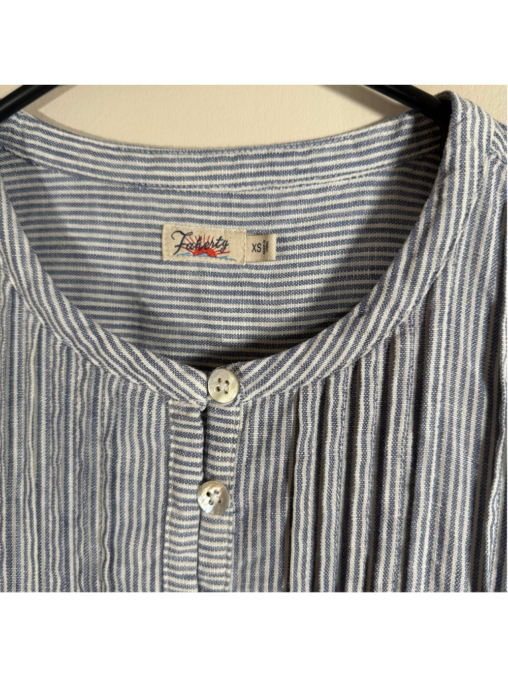 Faherty Isha Washed Linen Dress XS Blue Mini Beach Coastal Summer Natural - Picture 6 of 8